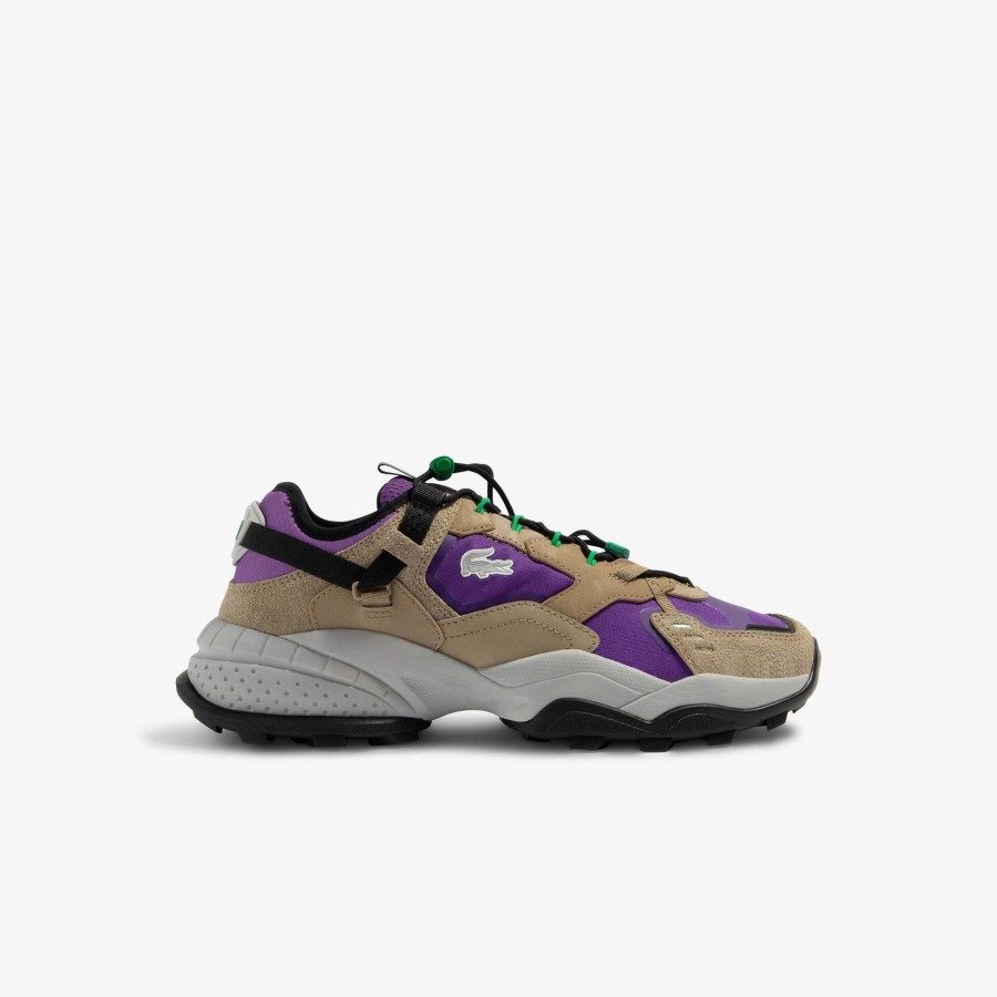 Men Lacoste Outdoor | Men'S L-Guard Breaker Textile Outdoor Trainers Dark Purple / Natural