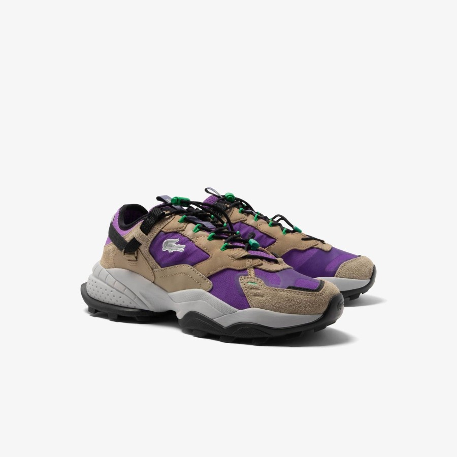 Men Lacoste Outdoor | Men'S L-Guard Breaker Textile Outdoor Trainers Dark Purple / Natural