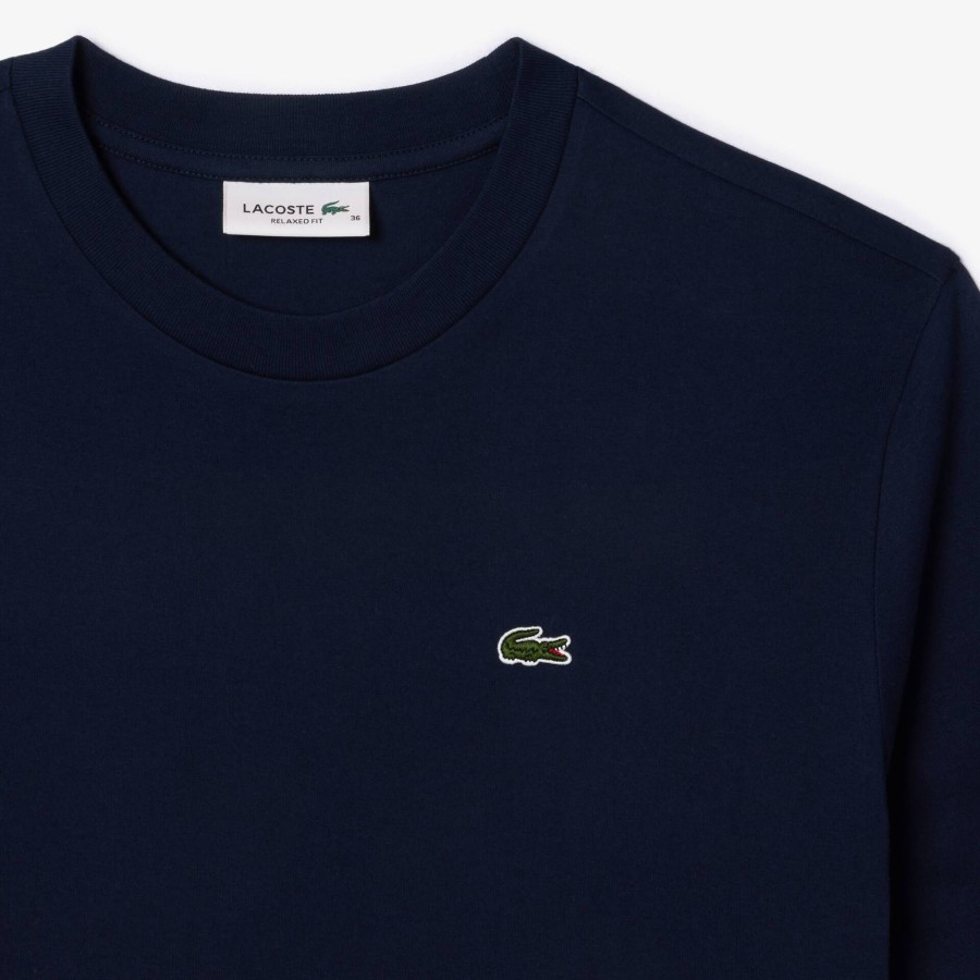 Women Lacoste T-Shirts | Relaxed Fit Lightweight Cotton Pima Jersey T-Shirt Navy Blue