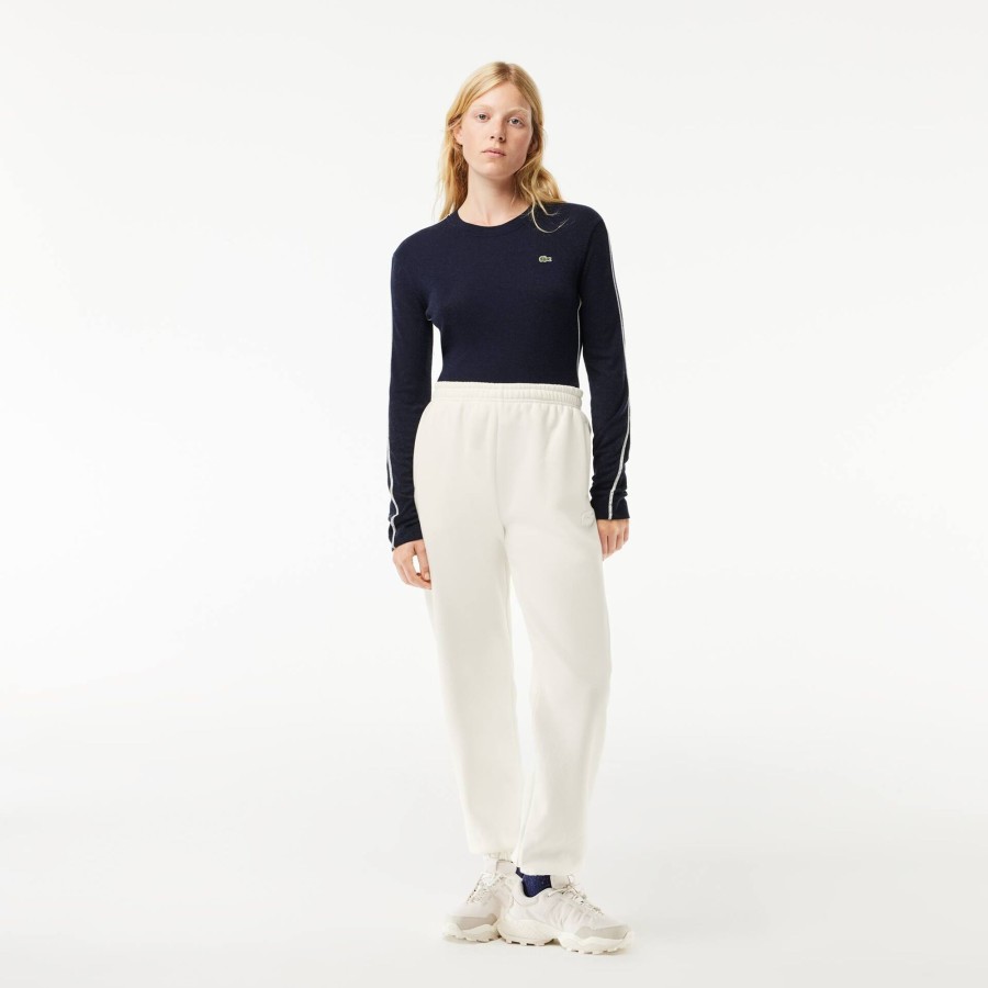 Women Lacoste Trousers & Shorts | Cotton Jogger Track Pants White 70V