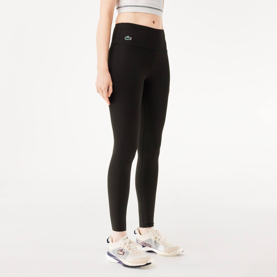 Women Lacoste Fitness & Training | Mini Pocket Printed Sport Leggings Black 031