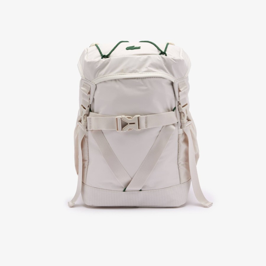 Women Lacoste Back Pack | Coated Canvas Carryall Farine Vert 998