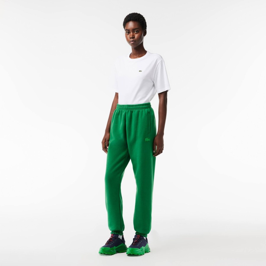 Women Lacoste Trousers & Shorts | Cotton Jogger Track Pants Green Cnq