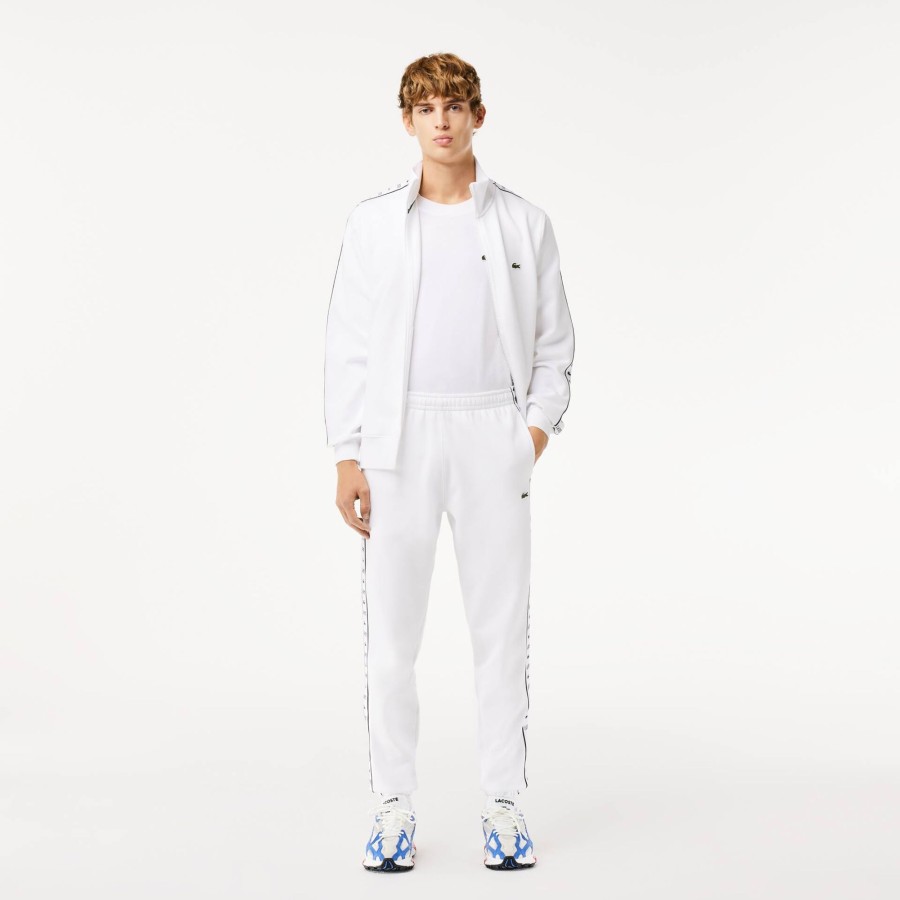 Men Lacoste Trousers & Shorts | Jogger Logo Stripe Track Pants White