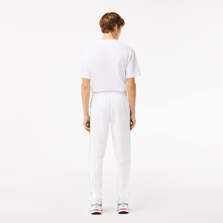 Men Lacoste Trousers & Shorts | Jogger Logo Stripe Track Pants White