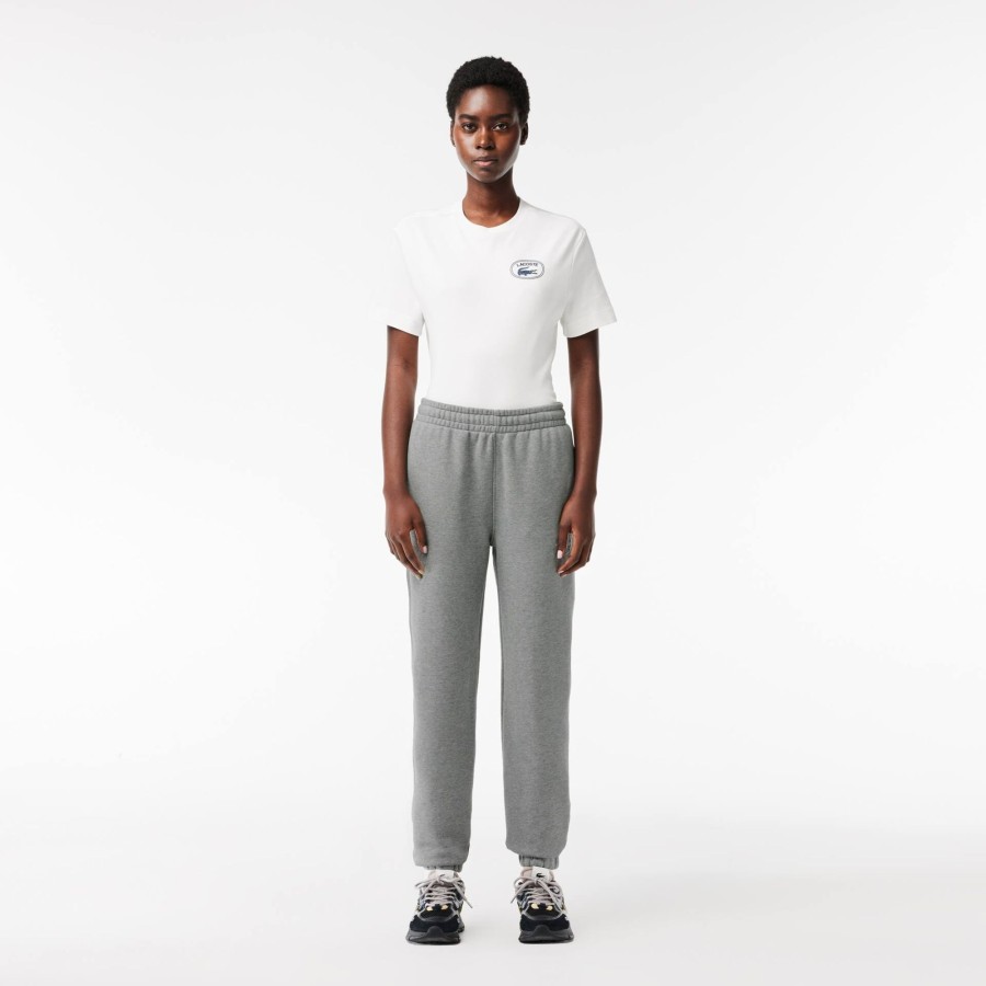 Women Lacoste Trousers & Shorts | Embroidered Jogger Track Pants Grey Chine Yrd