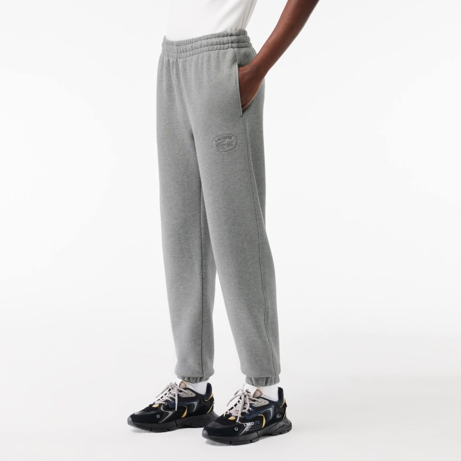 Women Lacoste Trousers & Shorts | Embroidered Jogger Track Pants Grey Chine Yrd