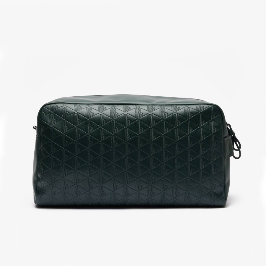 Men Lacoste Bags | Leather Monogram Print Weekend Bag Sinople