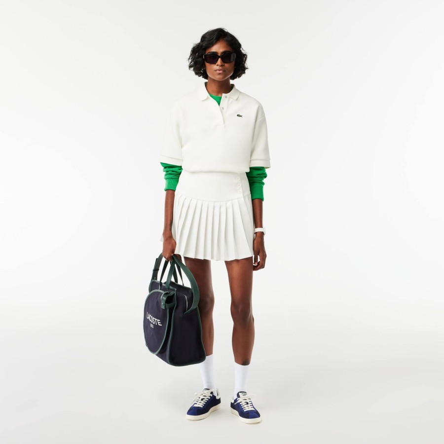 Women Lacoste Polo Shirts | Double Sided Cotton Pique Oversized Polo Shirt White 70V