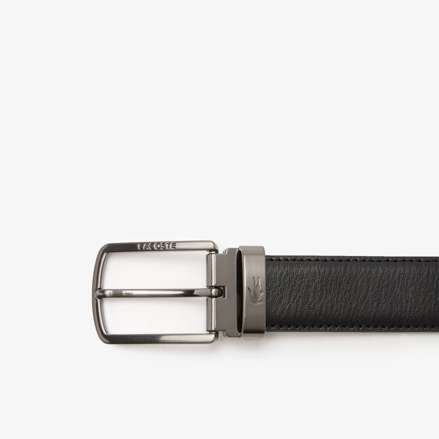 Men Lacoste Belts | Men'S Lacoste Two Pin Buckle Belt Gift Set Noir Marine