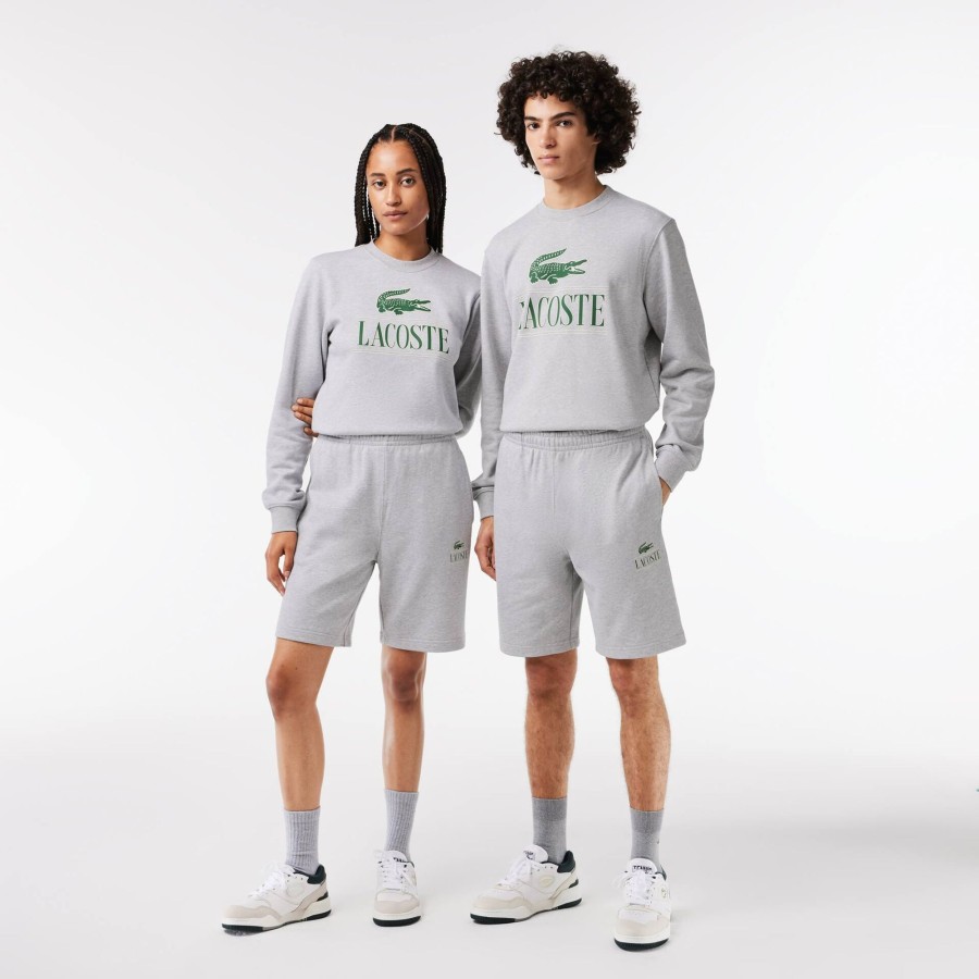 Women Lacoste Tracksuits | Lacoste Signature Print Jogger Shorts Grey Chine Cca