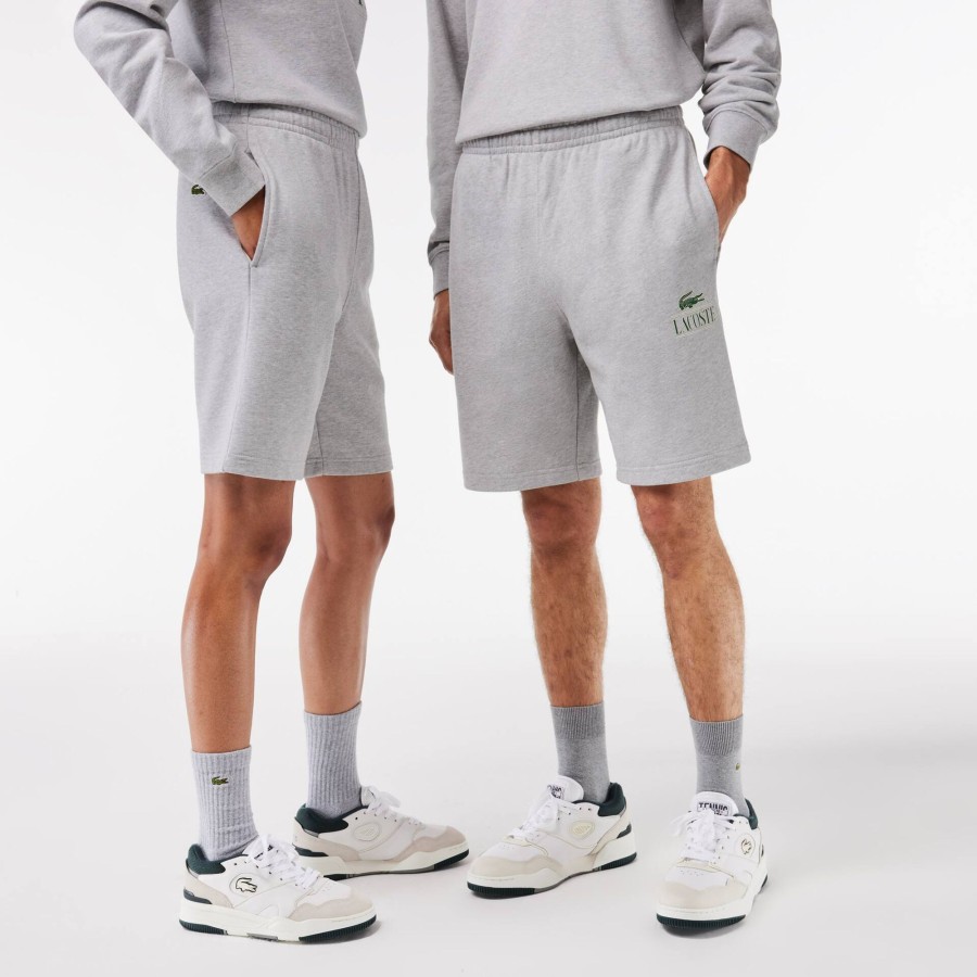 Women Lacoste Tracksuits | Lacoste Signature Print Jogger Shorts Grey Chine Cca